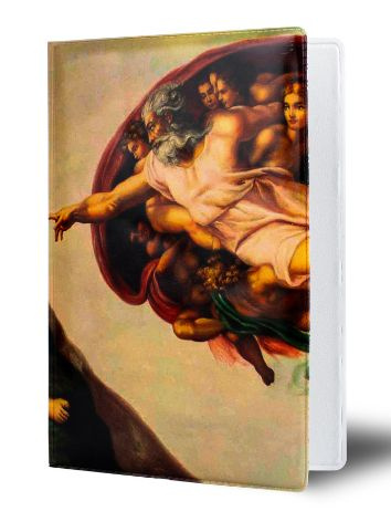Обложка чехол на паспорт "Микеланджело, Сотворение Адама"  #1