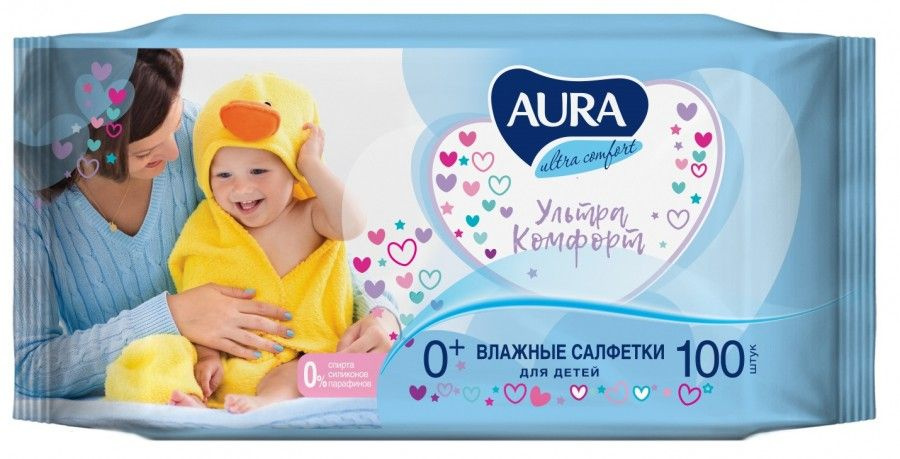 Aura Салфетки влажные детские Ultra Comfort, 100 шт #1