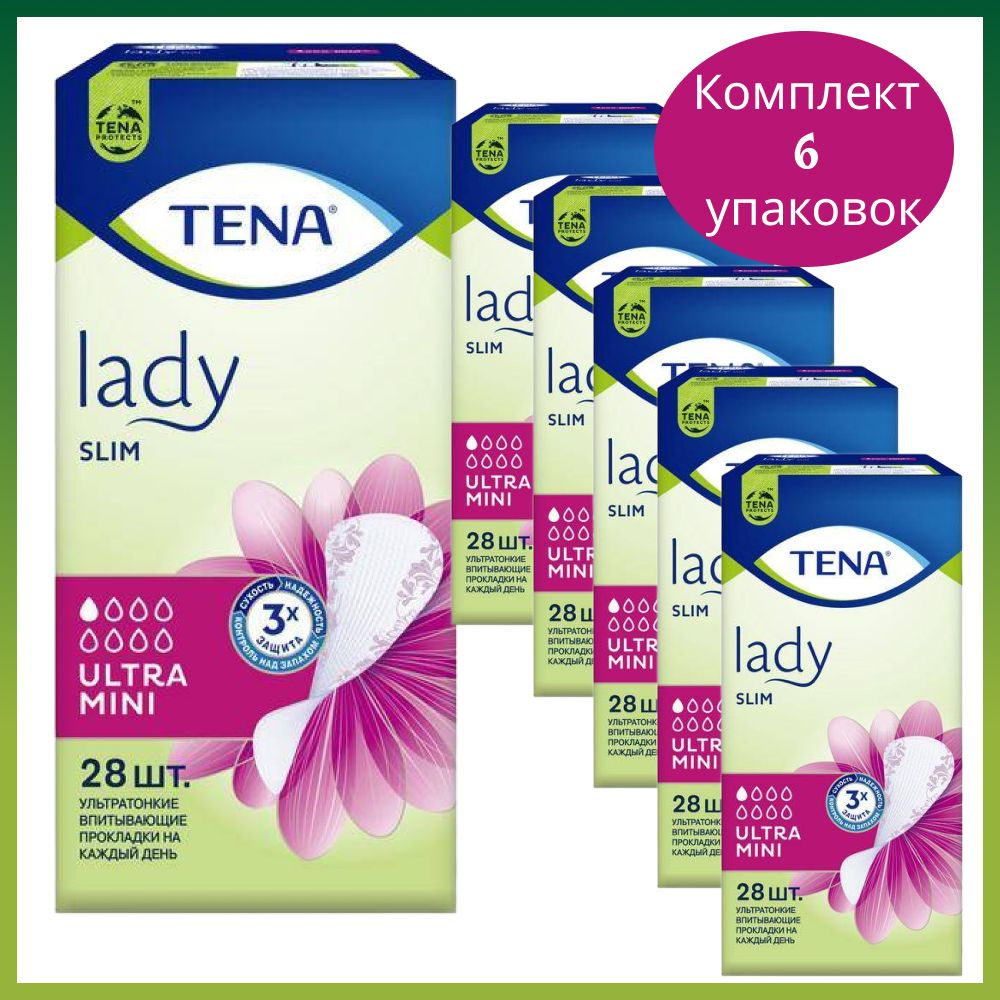 Тена lady slim ultra mini урологические прокладки 28 шт., 6 уп. #1