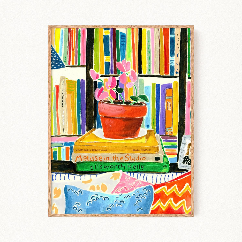 Постер "Library with Flowers No2", 60х90 см #1