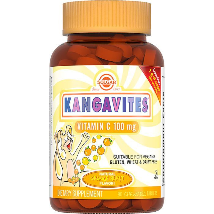 Solgar, Kangavites Vitamin C 100 mg "Кангавитес с Витамином С 100 мг, для детей", 940 мг, 90 таблеток #1