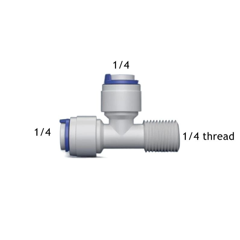 Тройник 10шт (фитинг на трубку 1/4" с наружной резьбой 1/4" сбоку) для фильтра Hubert, совместим со всеми #1