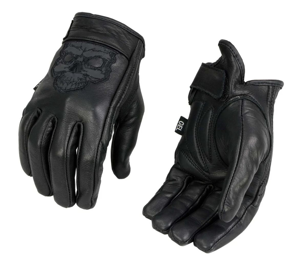 Перчатки Milwaukee Leather Men's Black Leather Reflective Skull #1