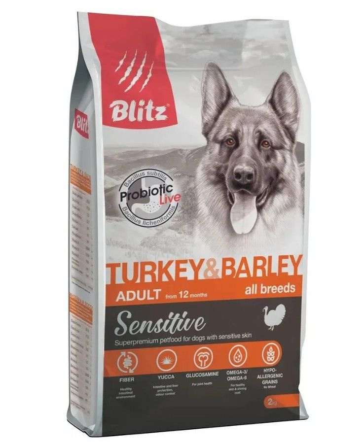 Сухой корм BLitz Sensitive Turkey & Barley Adult Dog All Breeds для собак всех пород с индейкой и ячменем, #1