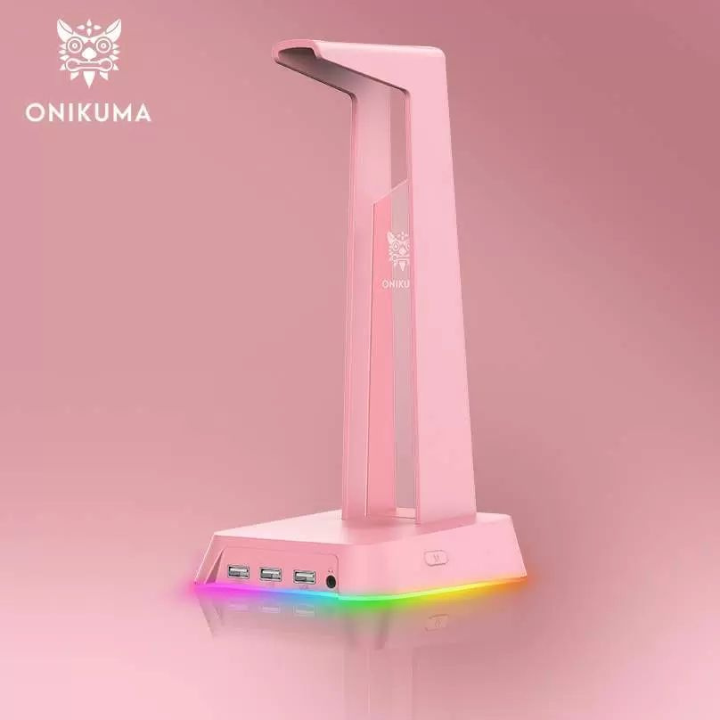 Подставка для наушников ONIKUMA ST-02 c RGB подсветкой, Розовый  #1