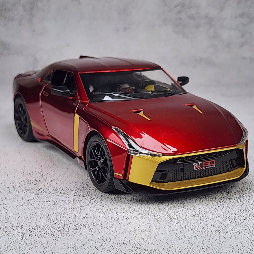 Модель автомобиля Nissan GT-R R50 красный коллекционная металлическая машинка длина 20см масштаб 1:24, #1