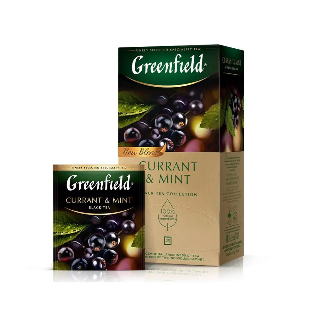 Чай в пакетиках чёрный Greenfield Currant & Mint (Карэнт энд Минт), 25 пак. Черная смородина, мята.  #1