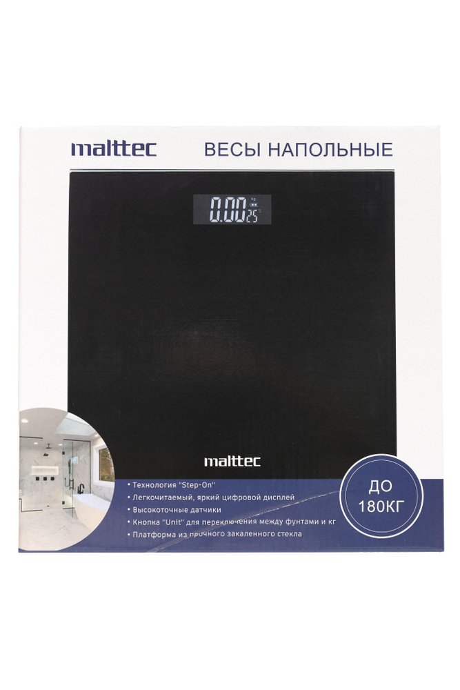 Malttec, напольные весы, стеклянные, черные #1