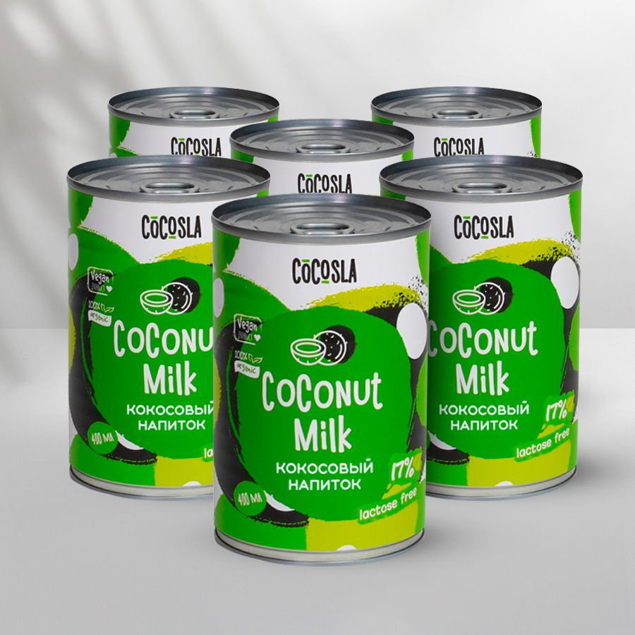 Кокосовый растительный напиток без сахара, жирность 17% 400 мл Х 6 штук, coconut milk  #1