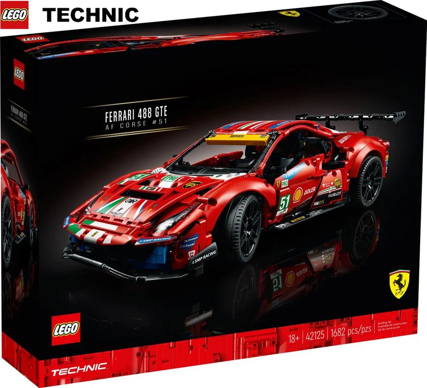 лего Technic серия, LEGO 42125 Ferrari 488 GTE AF Corse 51, lego конструктор для мальчика, лего для девочек #1