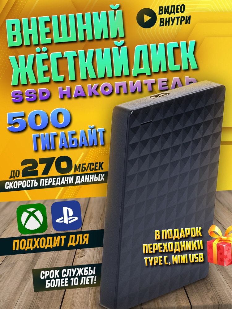 500 ГБ Внешний жесткий диск (700070), черный #1