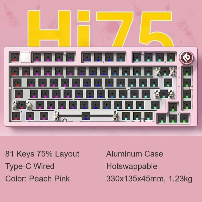 LEOBOG Игровая клавиатура проводная Hi75 DIY Kit, Peach Pink, Wired, Aluminium, розовый  #1