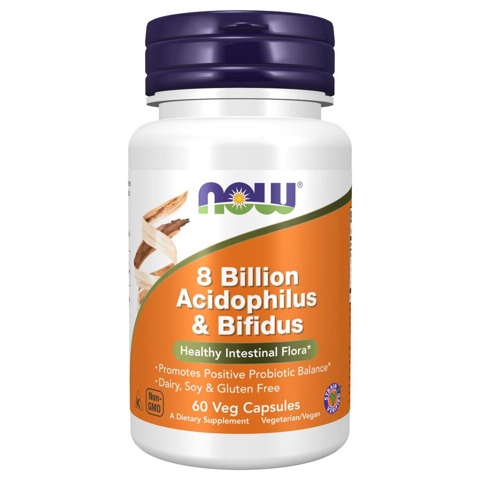 NOW 8 Billion Acidoph/Bifidus, Пробиотик 60 капсул #1