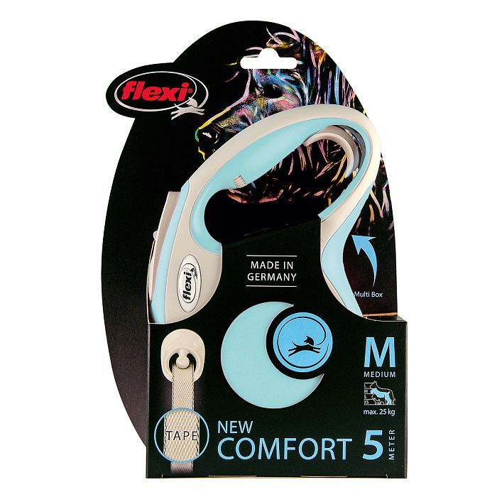 Поводок-рулетка с рукояткой soft-touch Flexi New Comfort лента M 5м для собак весом до 25кг  #1