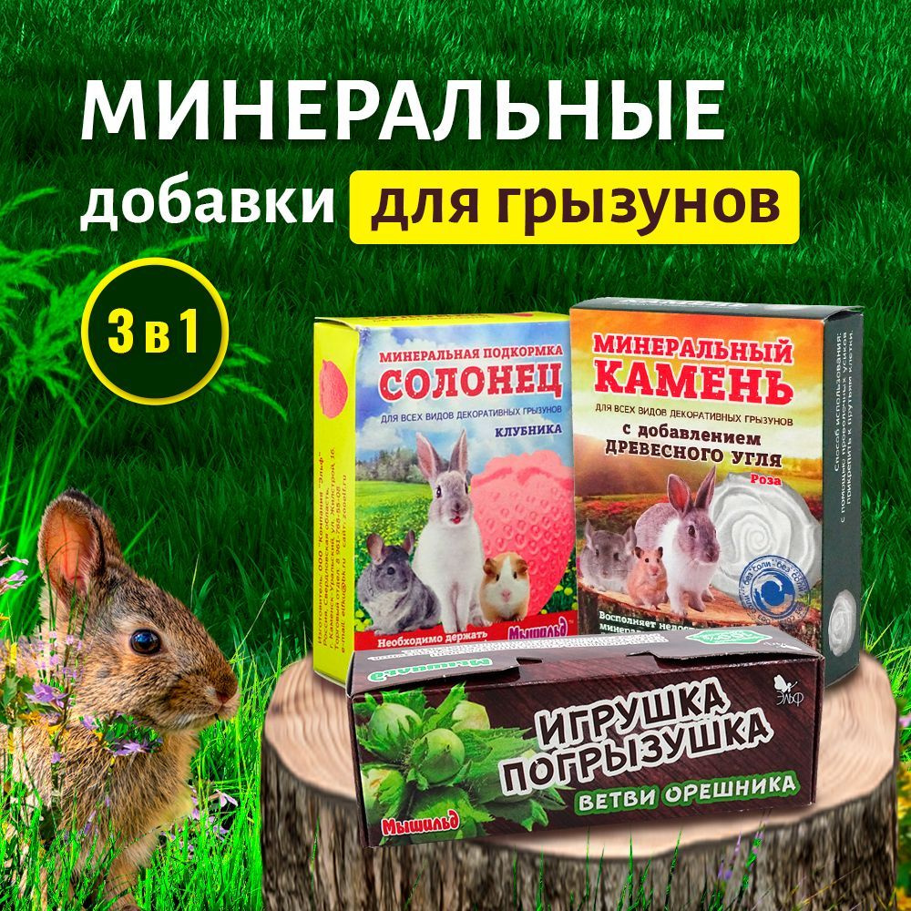 Минеральные камни для грызунов 3 шт #1