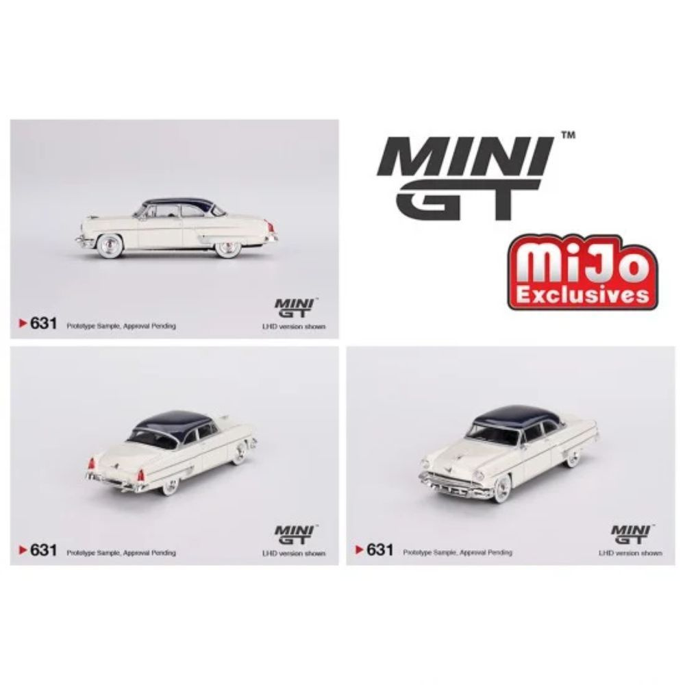 Машинка MINI GT 1/64 Lincoln Capri 1954 Arctic White Atlantic Blue Blister Packaging Diecast Scale Model #1