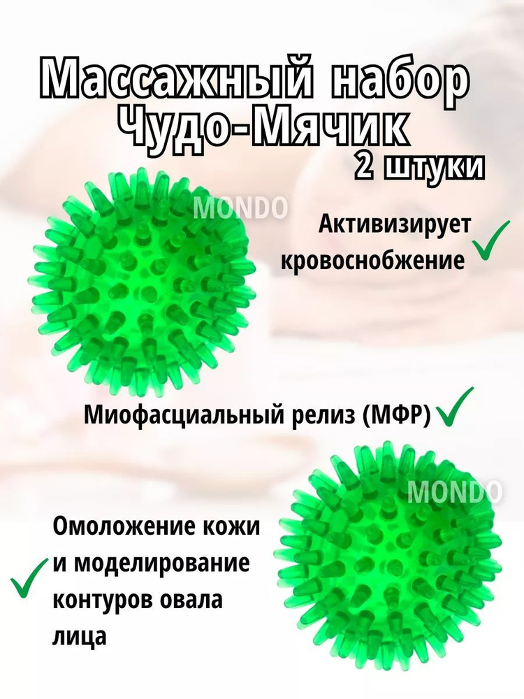 Массажный мяч, "ЧУДО-МЯЧИК" массажер медицинский для тела и лица, d 60мм, Комплект 2 шт., Торг Лайнс #1