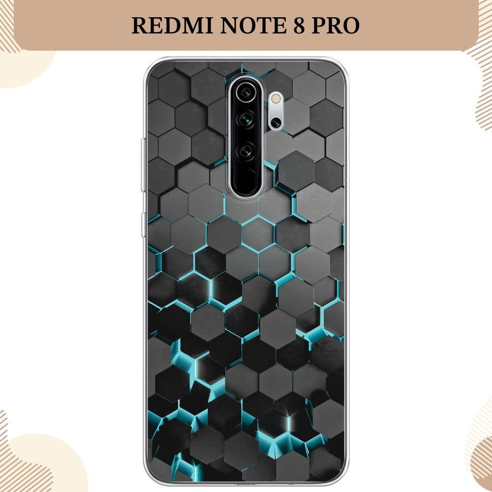 Силиконовый чехол на Xiaomi Redmi Note 8 Pro / Сяоми Редми Нот 8 Про, Соты бирюзовые  #1