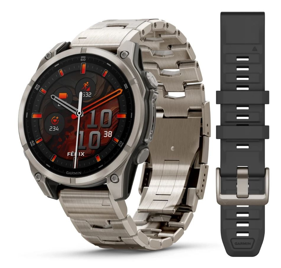 Умные часы Garmin Fenix 8 - 47mm, AMOLED Sapphire, Titanium, светло-серый, титановый ремешок (010-02904-40) #1