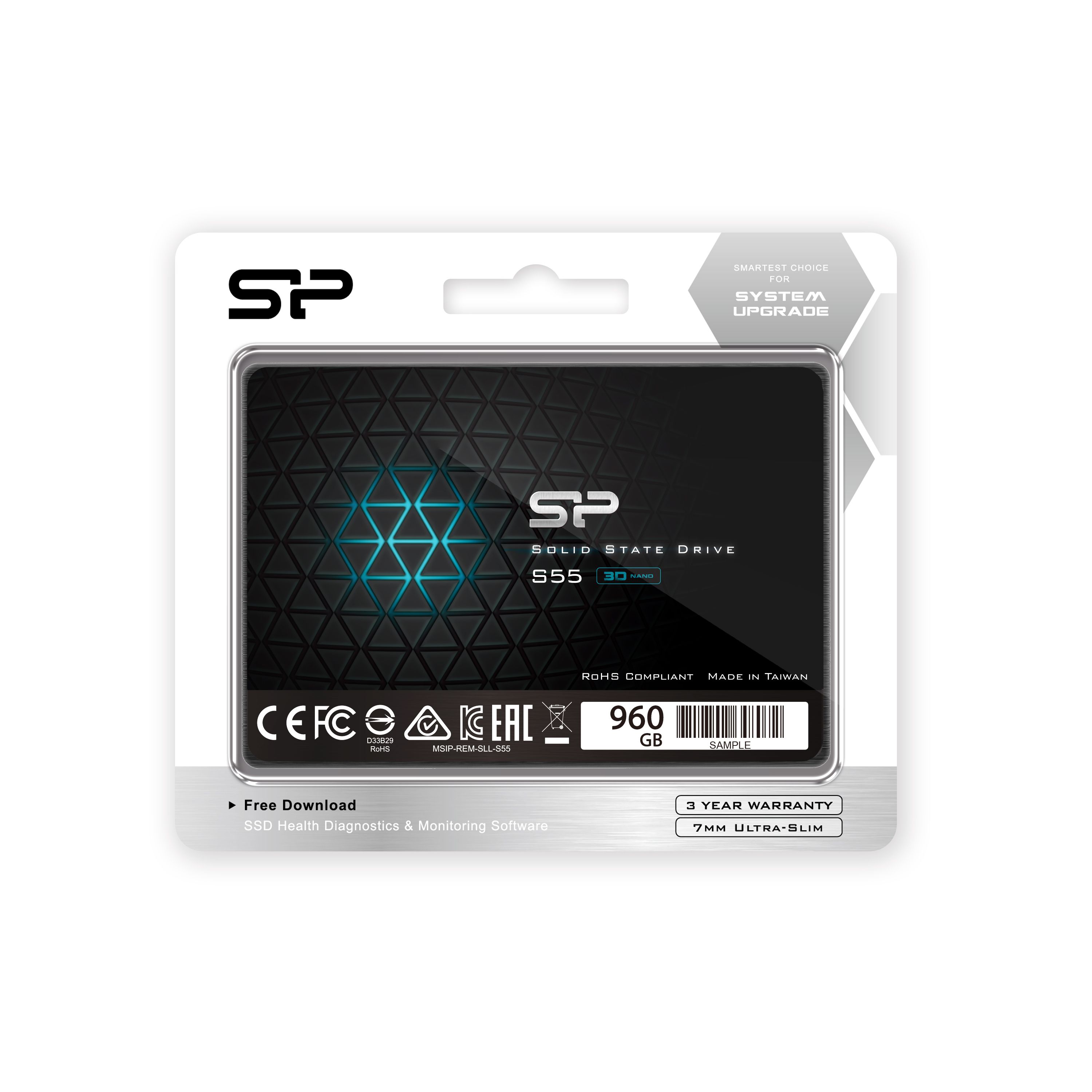 SiliconPower960ГБВнутреннийSSD-дискSlimS552.5"SATA3(SP960GBSS3S55S25)