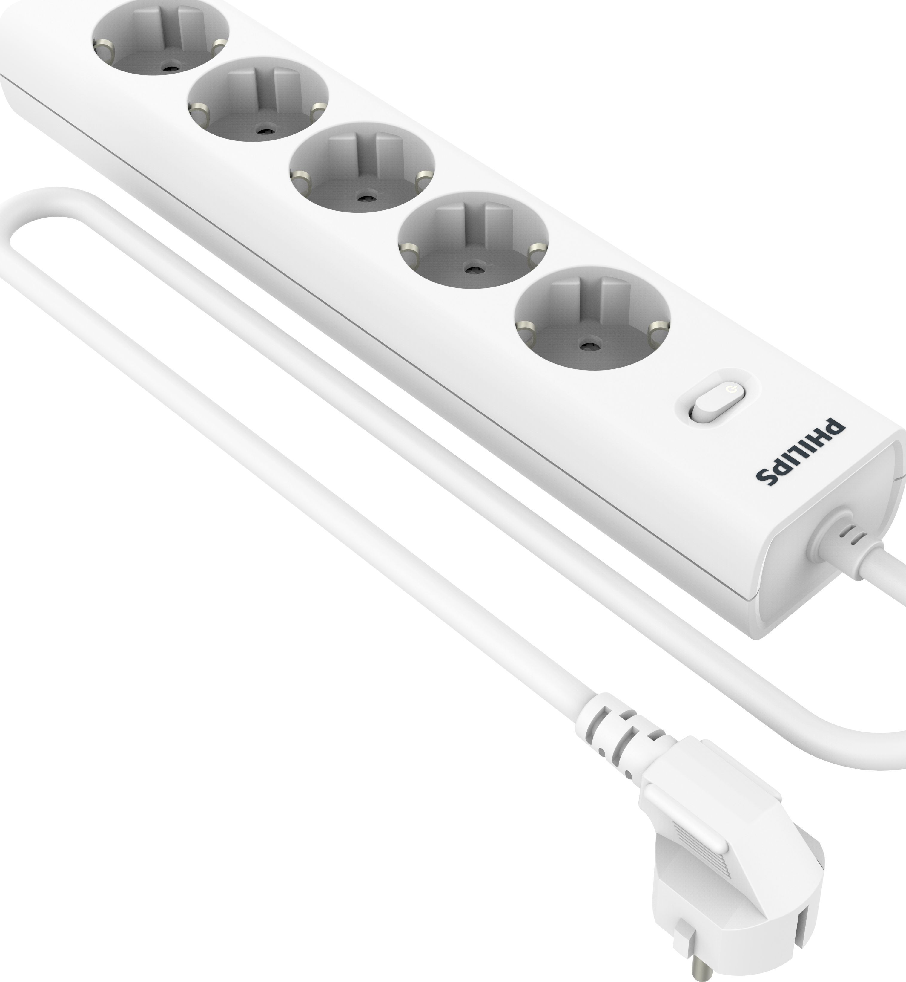 Philipsсетевойфильтр5Розеток,кабель-3Mбелый