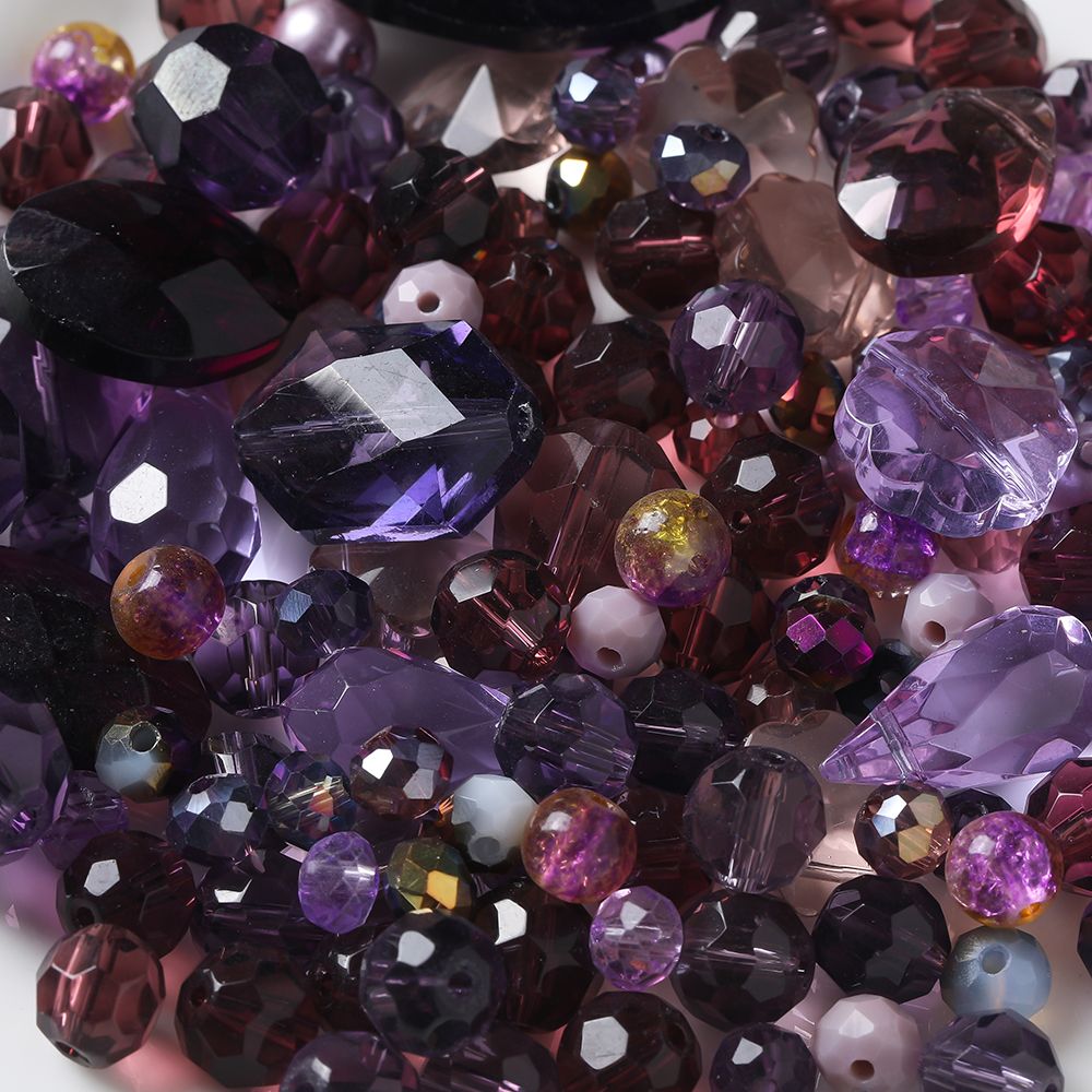 МиксАссортиизграненыххрустальныхбусинижемчуга(имитация)разногоразмера,Наборбусиндлярукоделия45гр/уп,Цветфиолетовый