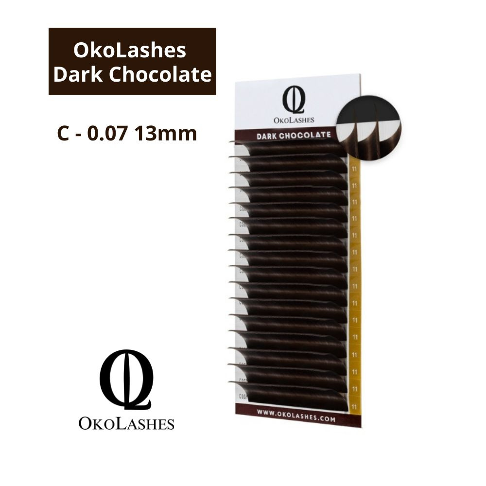 Ресницы OkoLashes Dark Chocolate (горький шоколад/коричневые) С0,07 13мм  #1