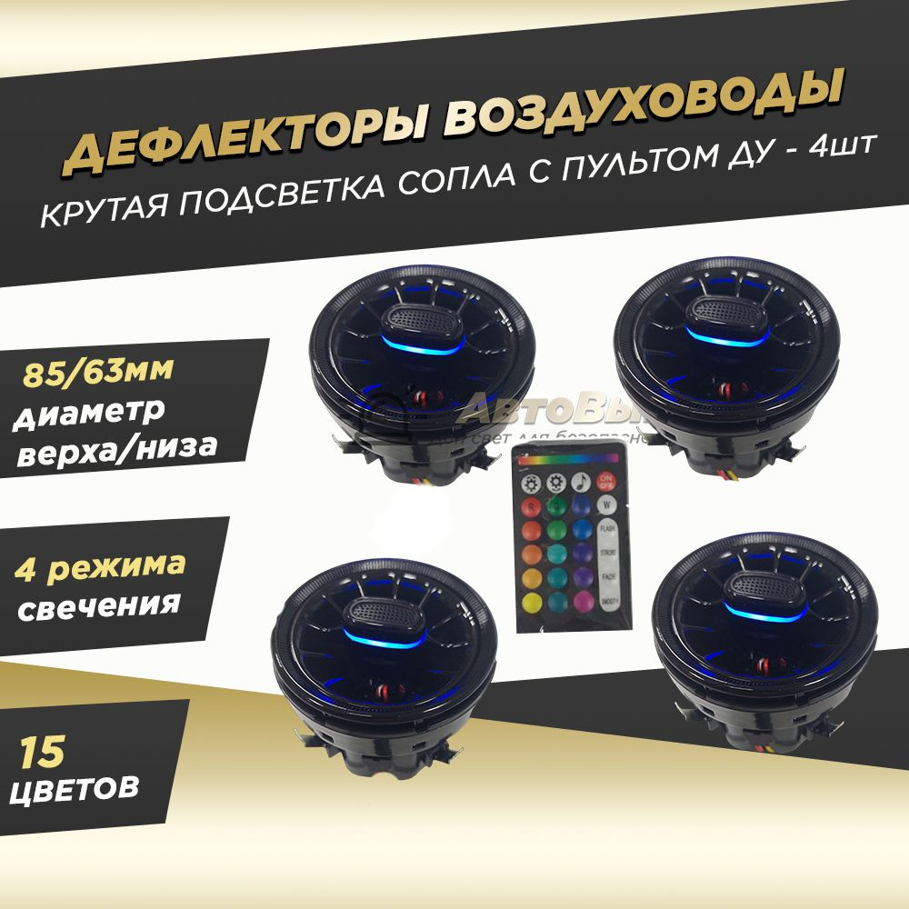 Дефлекторы воздуховоды с LED подсветкой с пультом управления 4 шт  #1