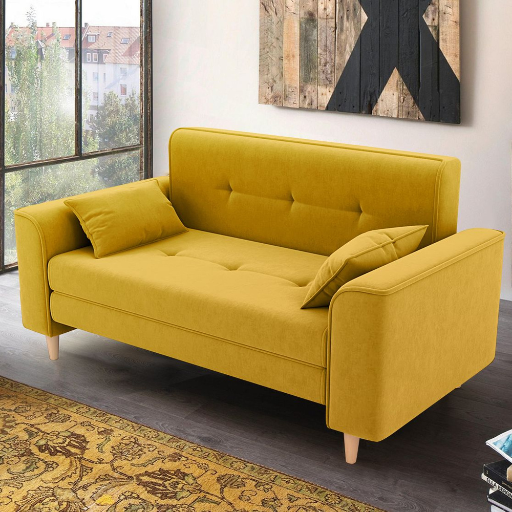 Диван-кровать, раскладной диван, Твист,120х200, желтый #1
