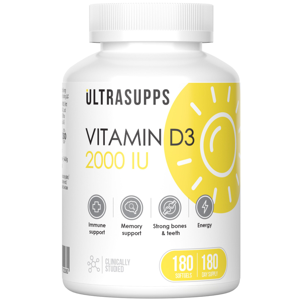 Витамин Д3 50 мкг UltraSupps Vitamin D3 2000 IU, 180 гелевых капсул #1