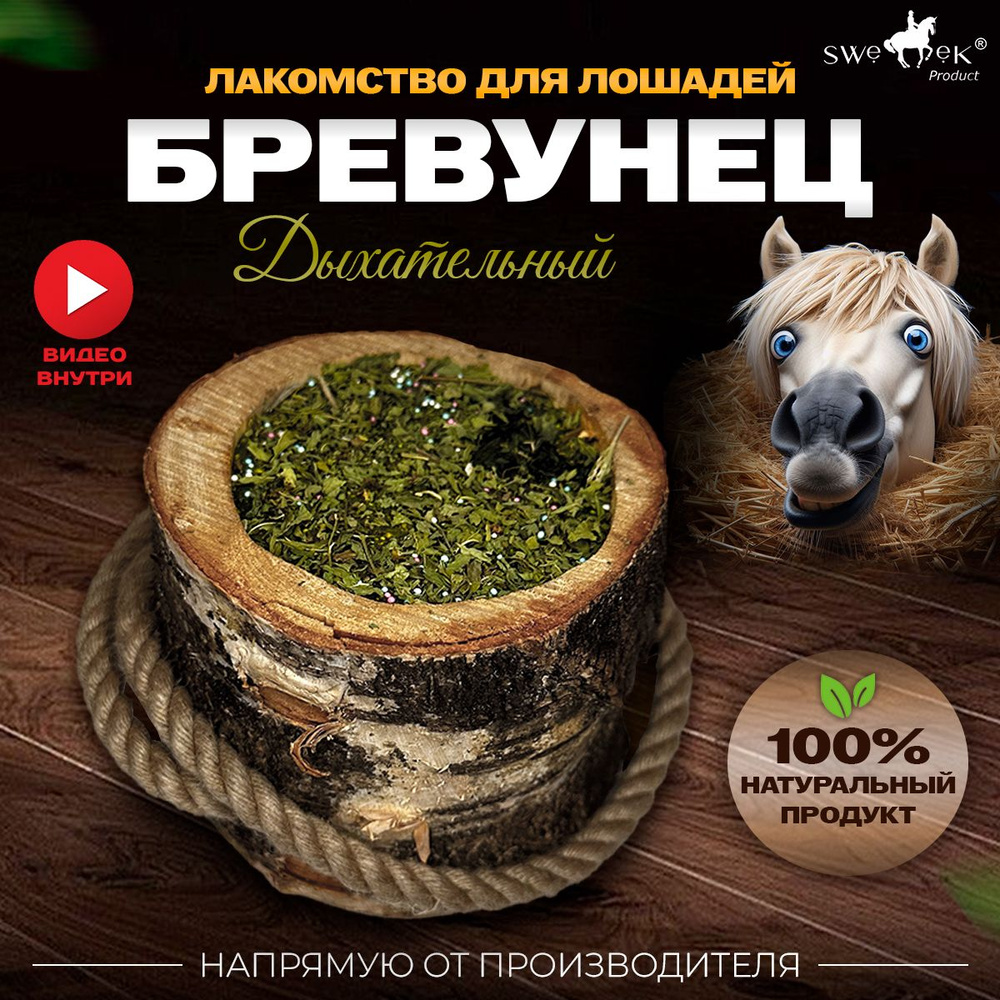 БРЕВУНЕЦ для лошадей Дыхательный от Sweek product, уникальное лакомство - лизунец, 100% натуральный, #1