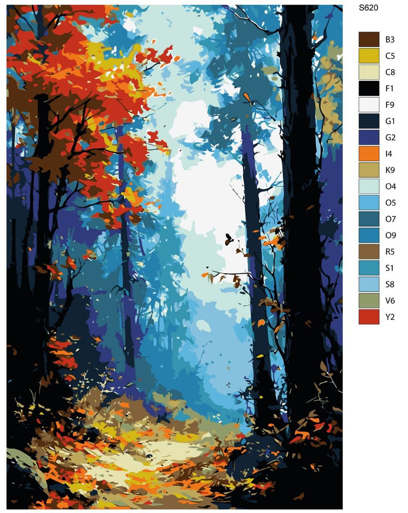 Картина по номерам S620 "Пейзаж арт. Осень в лесу" 40x60 см #1