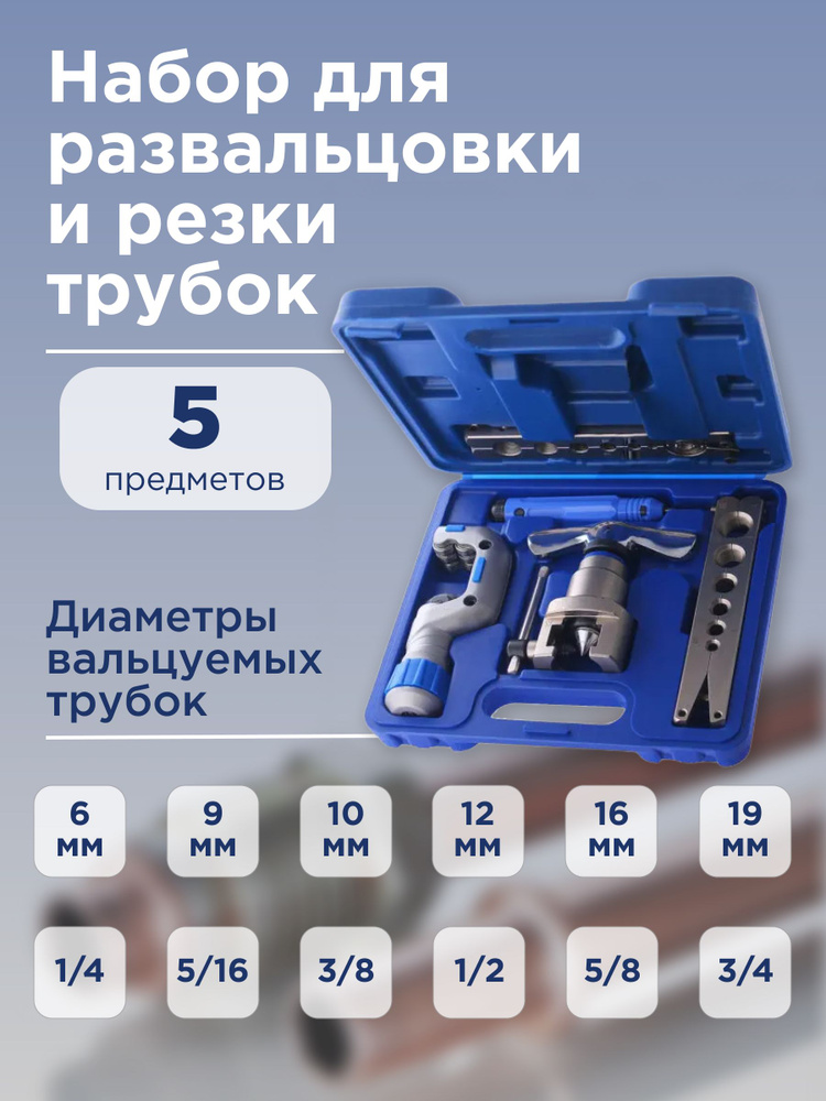 Набор для развальцовки трубок, вальцовка эксцентриковая в кейсе, +ример и труборез.  #1