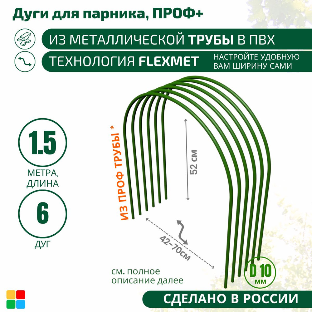 Комплект дуг для парника,1500, Металл, ПВХ (поливинилхлорид), 6 шт  #1