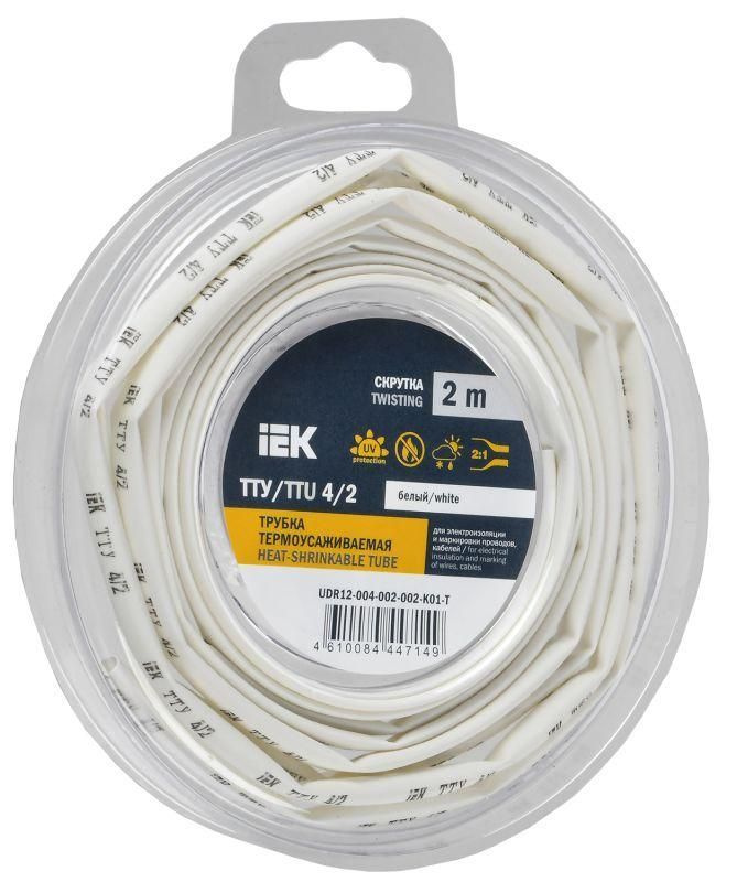 Трубка термоусадочная ТТУ нг-LS 4/2 бел. (уп.2м) IEK UDR12-004-002-002-K01-T  #1