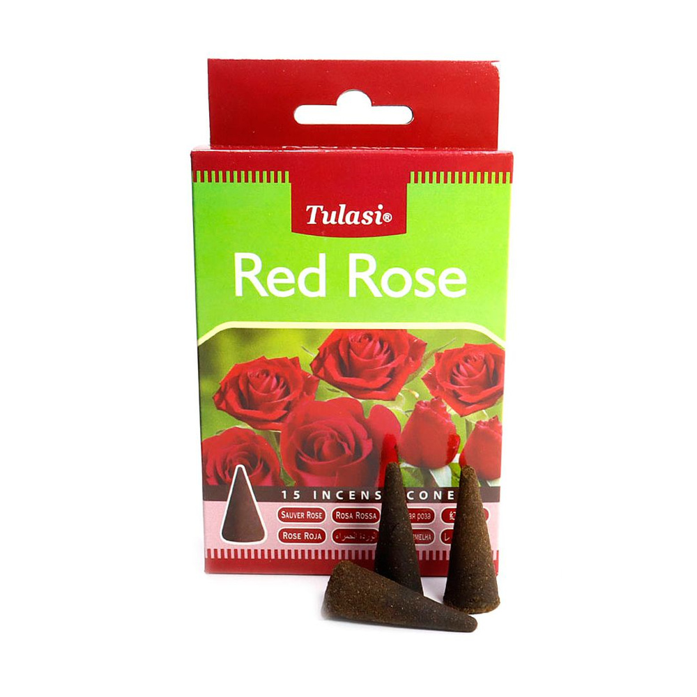 Индийские благовония конусы Саратхи Красная Роза (Sarathi Red Rose Cones) натуральные ароматические благовония #1