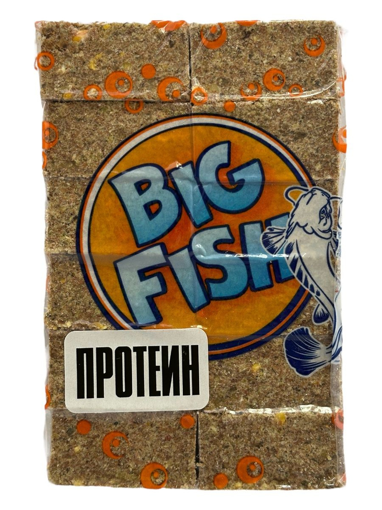 Прикормка натуральная. Жмых кукурузный, макуха Big Fish, аромат - протеин, 12 кубиков  #1