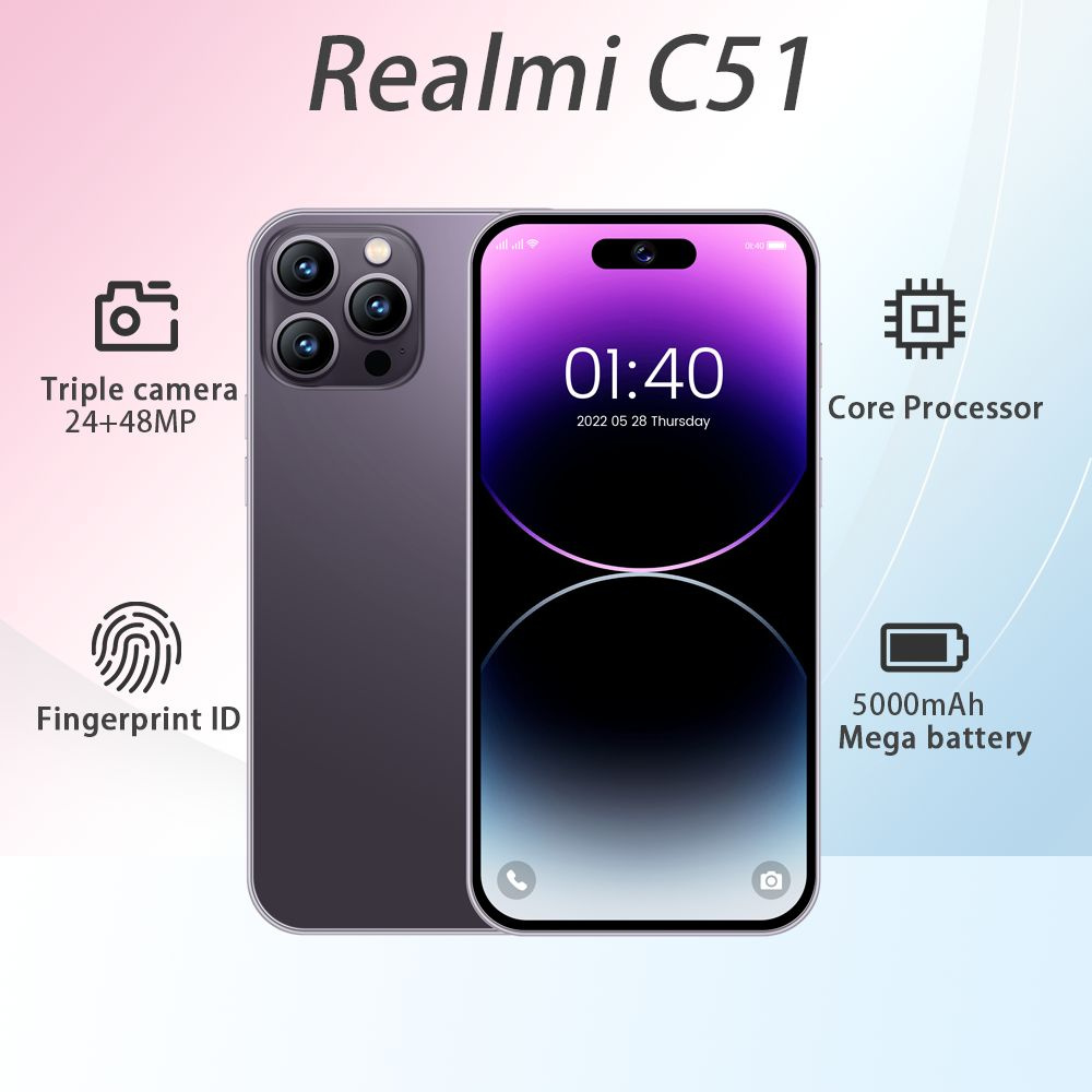 Смартфон Смартфон Игровой телефон Realmi C51 HD Ultimate Edition с 6.8-дюймовым большим экраном, сетью #1