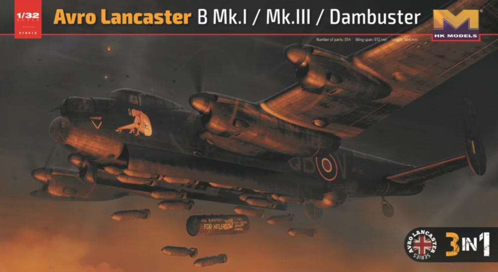 Сборная модель самолета HK Models Avro Lancaster B MkI/ B MkIII/ Dambuster, масштаб 1/32  #1