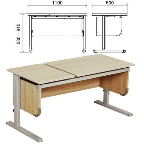 Стол-парта регулируемый "ДЭМИ" СУТ.29, 1117х530х530-815 мм, серый/ясень (КОМПЛЕКТ)  #1
