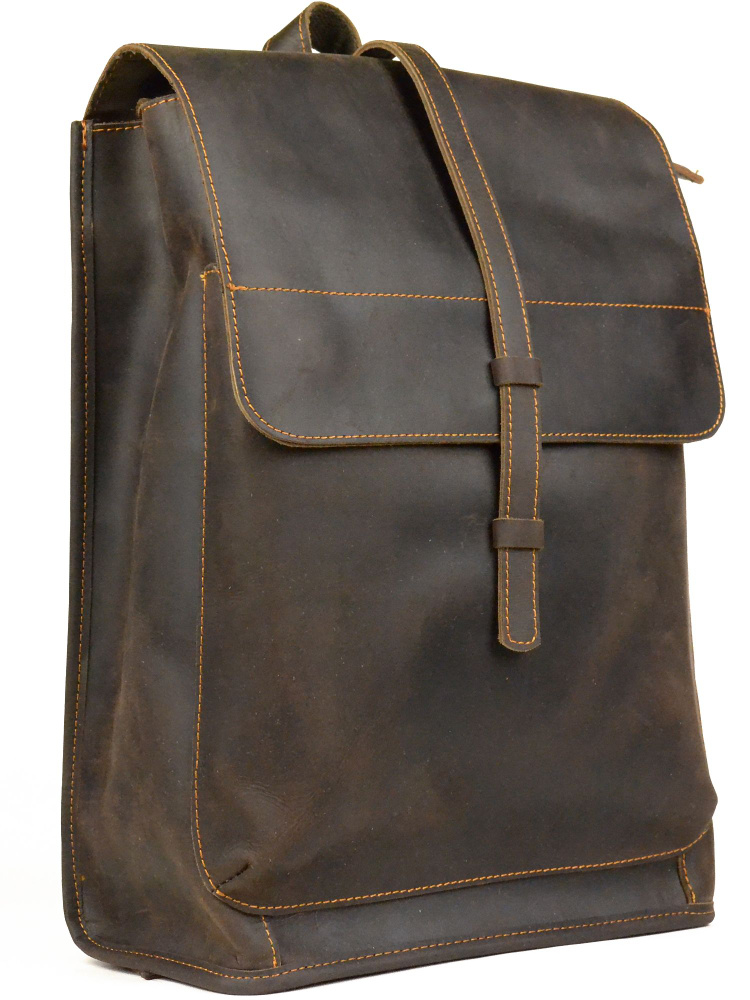 Мужской рюкзак из натуральной кожи, темно-коричневый, 38x28x13см  #1