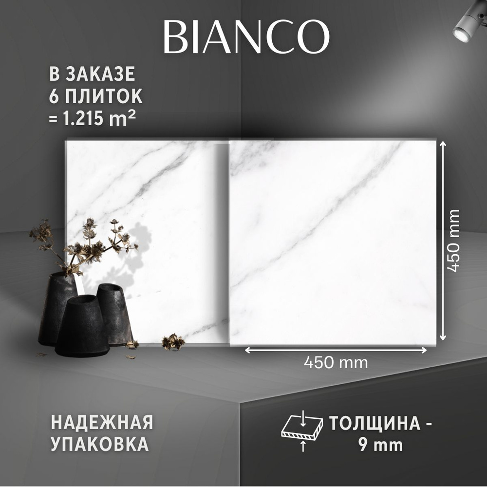 Керамогранит ProGRES Ceramica Bianco 45 x 45 белый цвет, глазурованный, матовый 6 плиток 1.215 м2  #1