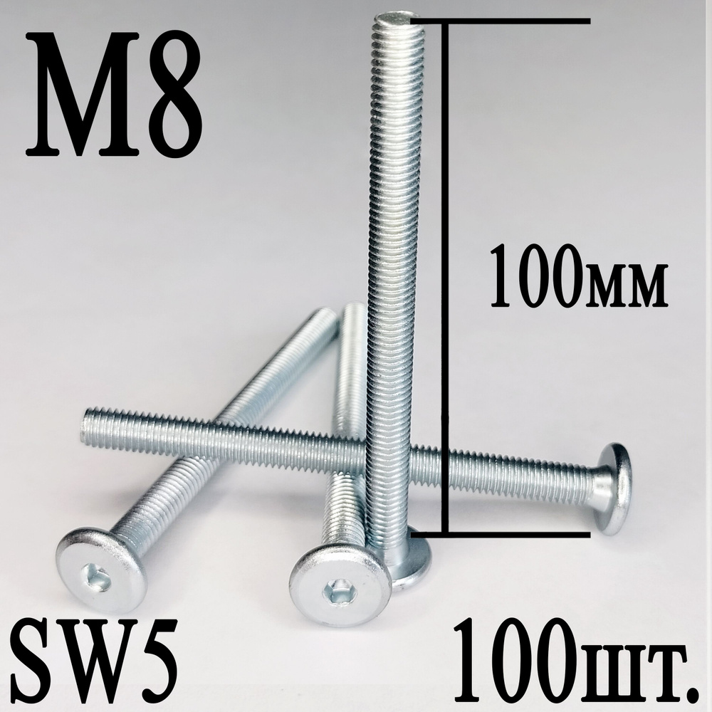 Винт мебельный М8 х 100 мм. SW5 (100шт.) #1