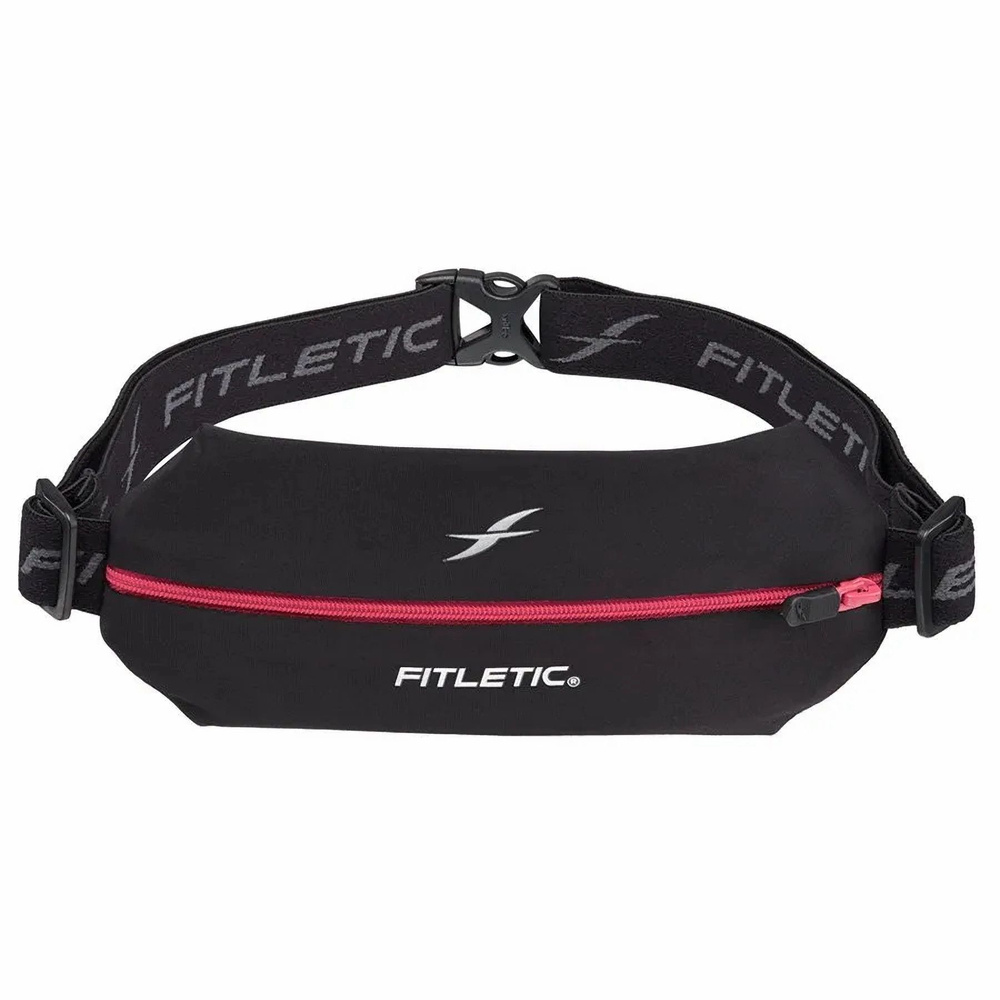 Беговая сумка на пояс / Сумка для бега Fitletic Mini Sport Belt, цвет черный / розовая молния  #1