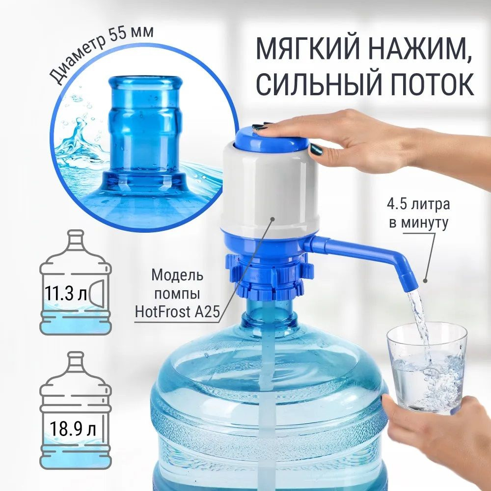 Помпа для воды ручная механическая HotFrost А25, водяной насос диспенсер, ручной дозатор, откачка из #1