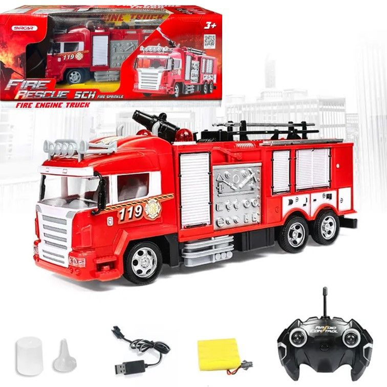 666-192NA Пожарная машинка на пульте управления, игрушка на радиоуправлении для мальчиков с водной пушкой, #1