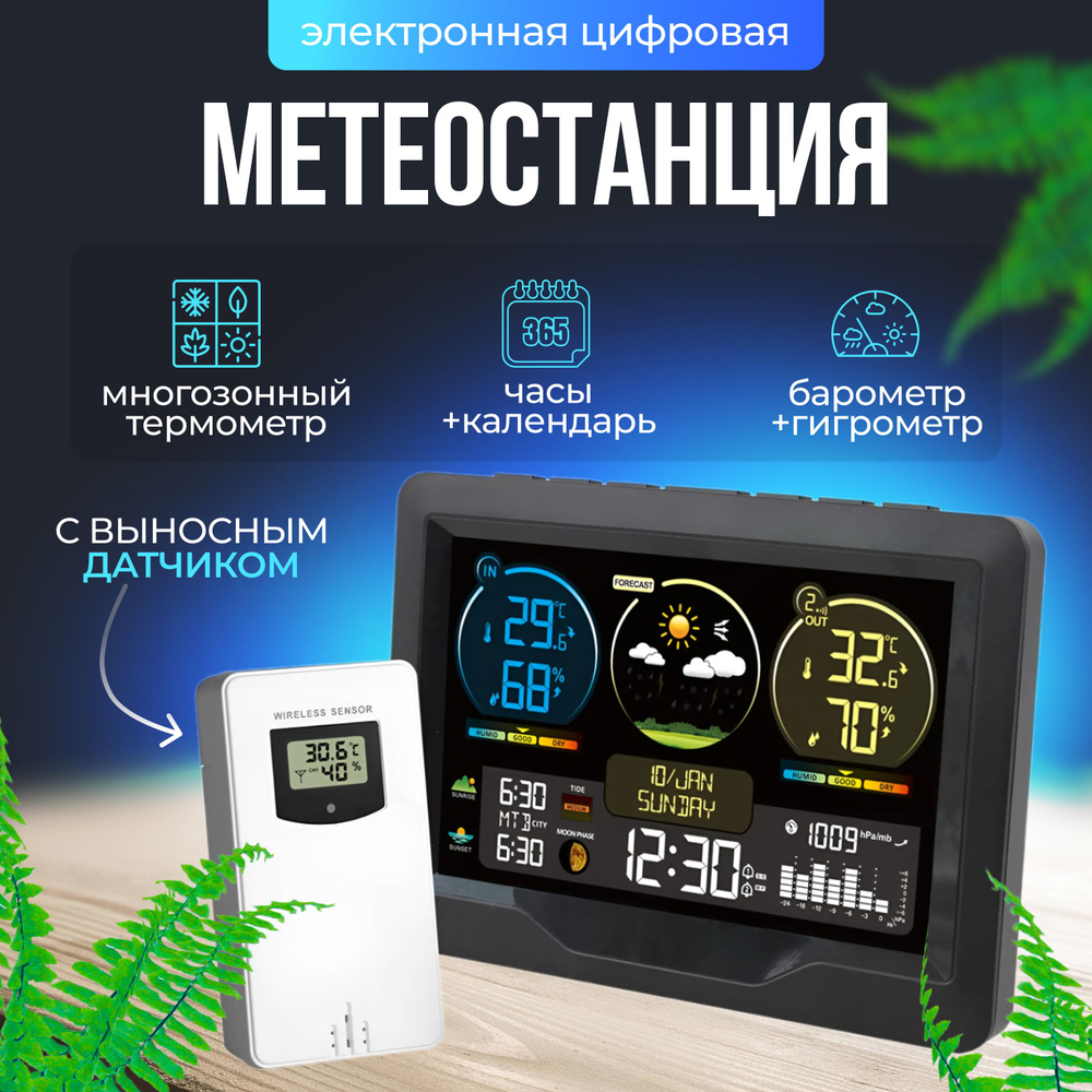 Многозонная метеостанция с беспроводным выносным датчиком, гигрометр, барометр  #1