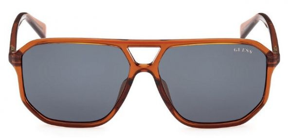 Мужские и женские солнцезащитные очки Guess GUS 8276 44V, цвет: оранжевый, цвет линзы: серый, авиаторы, #1