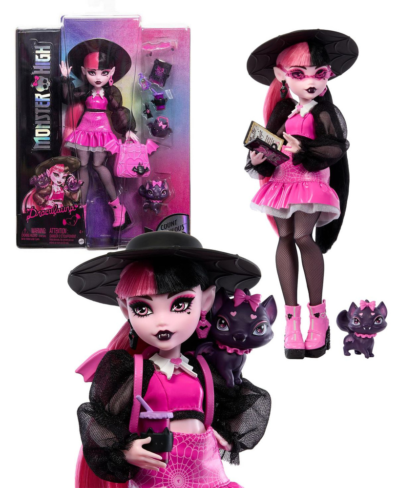 Кукла Дракулаура в шляпе рефреш с питомцем Монстер Хай Monster High Draculaura Count Fabulous  #1