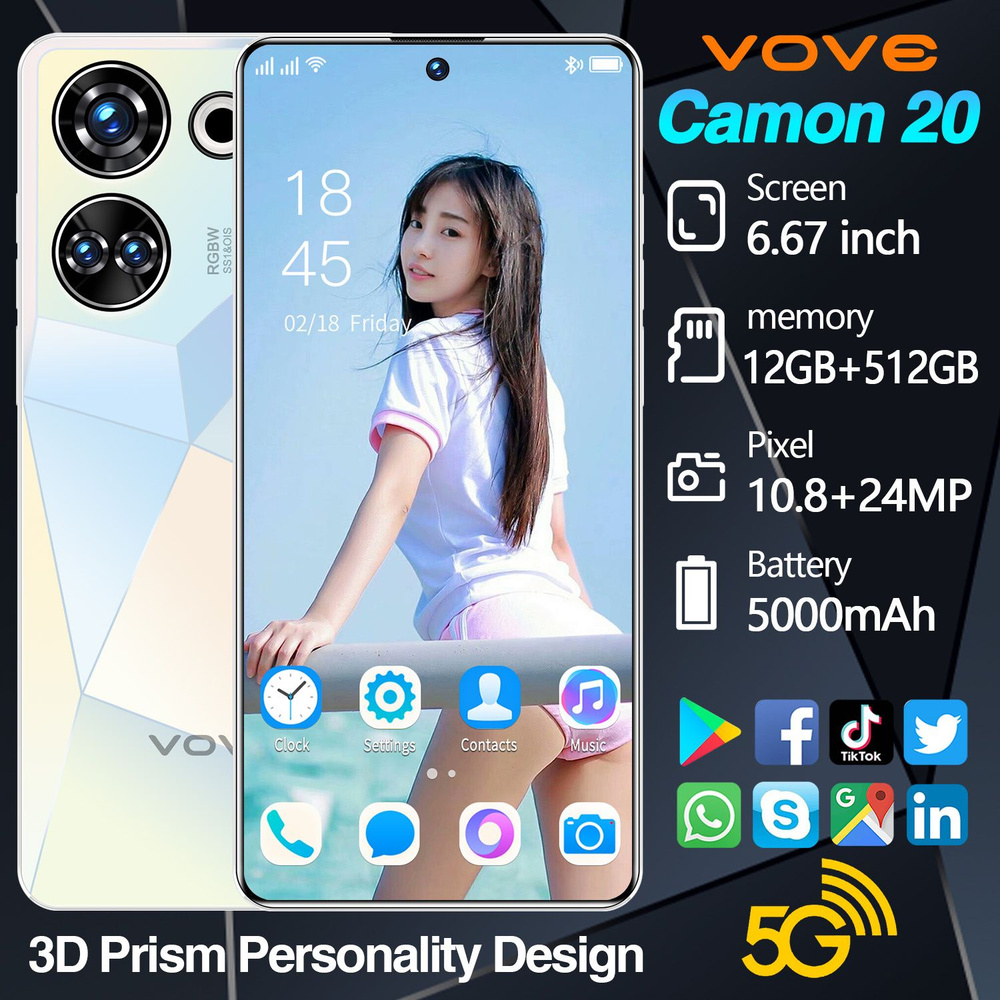 Смартфон Ультра тонкий новый мобильный телефон Camon 20 Dual SIM Dual Standby Smartphone Ультра низкая #1